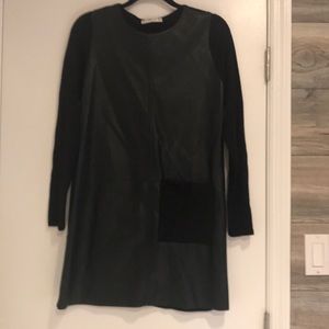 Zara faux leather dress with knit back and sleeve